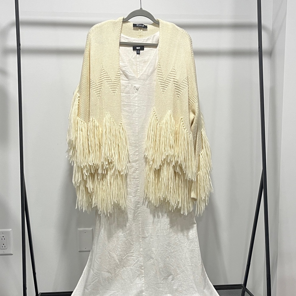 Cream Fringe Cardigan